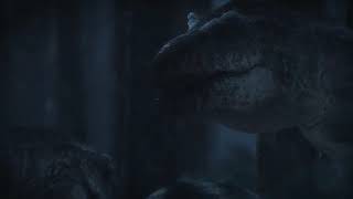 Prehistoric planet Tyrannosaurus Rex hunt in the Night