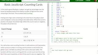 Basic JavaScript Counting Cards free code camp   Dani