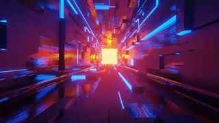 Neon Sci Fi Metal Corridor Background