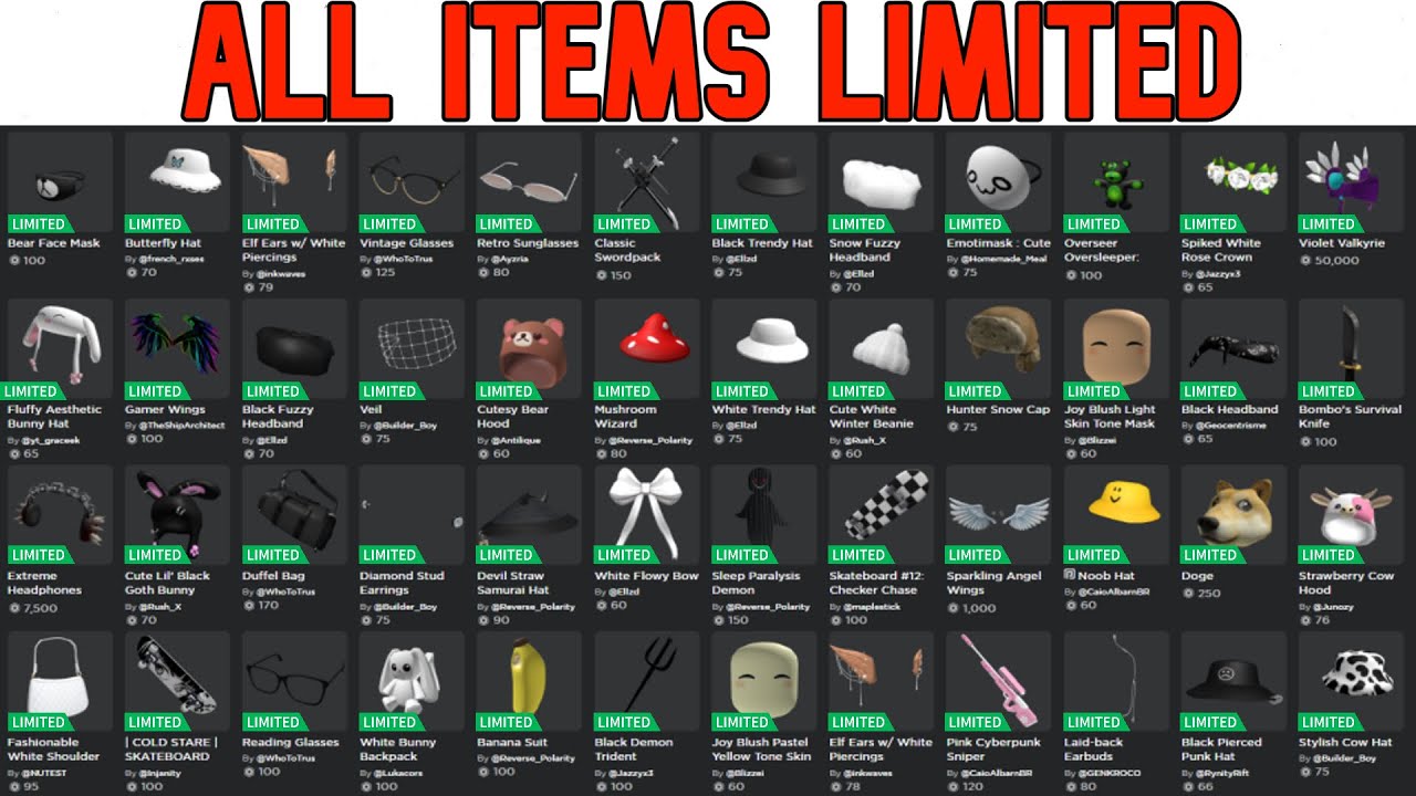 EVERY ITEM ON ROBLOX WILL GO LIMITED (RDC 2022) - YouTube