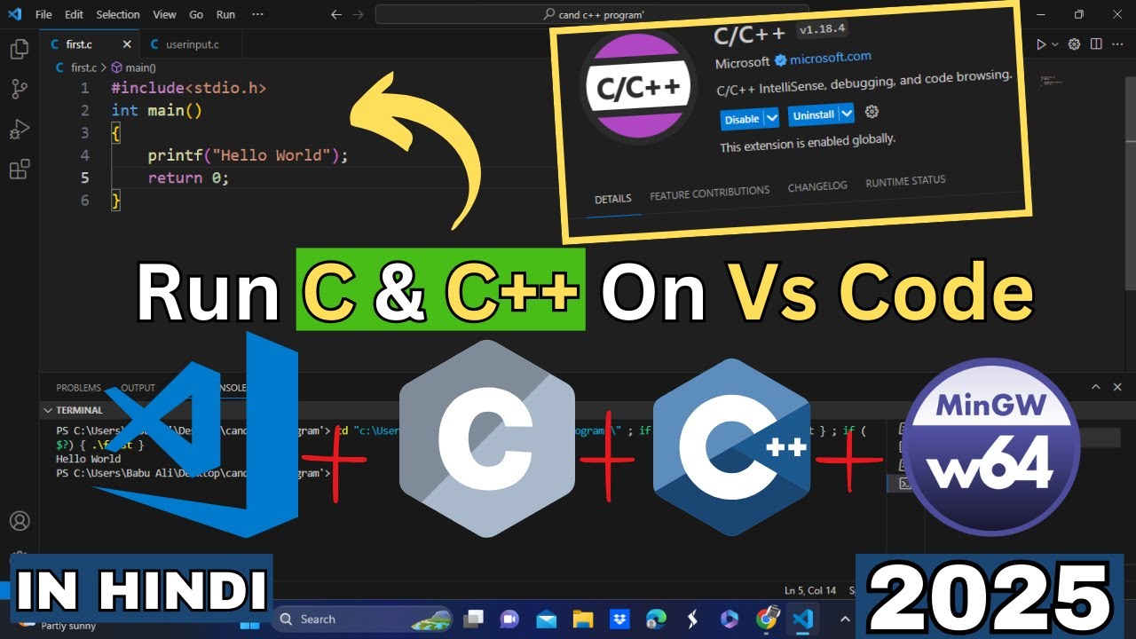 Vs code Setup For C And C++ In Hindi 2025 | Run C and C++ In Visual ...