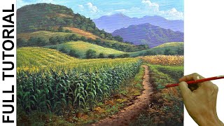 TUTORIAL / Acrylic Painting Landscape / Corn Field / JMLisondra