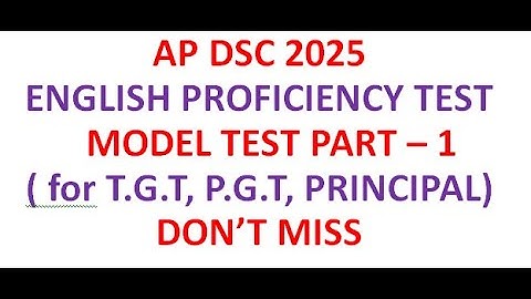 AP MEGA DSC 2025 English Proficiency Test ( Model Test) -1 for TGT, PGT, Principal ( Model Paper)