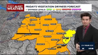 Blustery with very dry fuels Friday through Sunday, wetter pattern next week