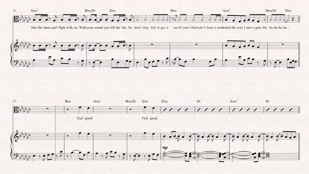 Viola Feel Good Inc Gorillaz Sheet Music Chords Vocals Youtube