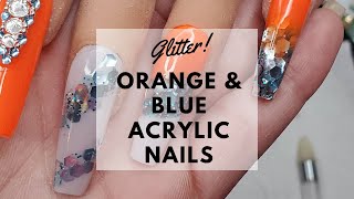 ORANGE AND BLUE NAILS | DIY Blue Icicle Glitter Mix | Nail Tutorial | The Polished Lily