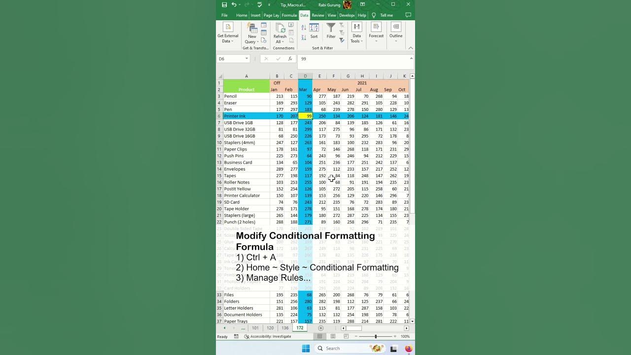 How to crosshair highlight enabled and disable in excel excel tips