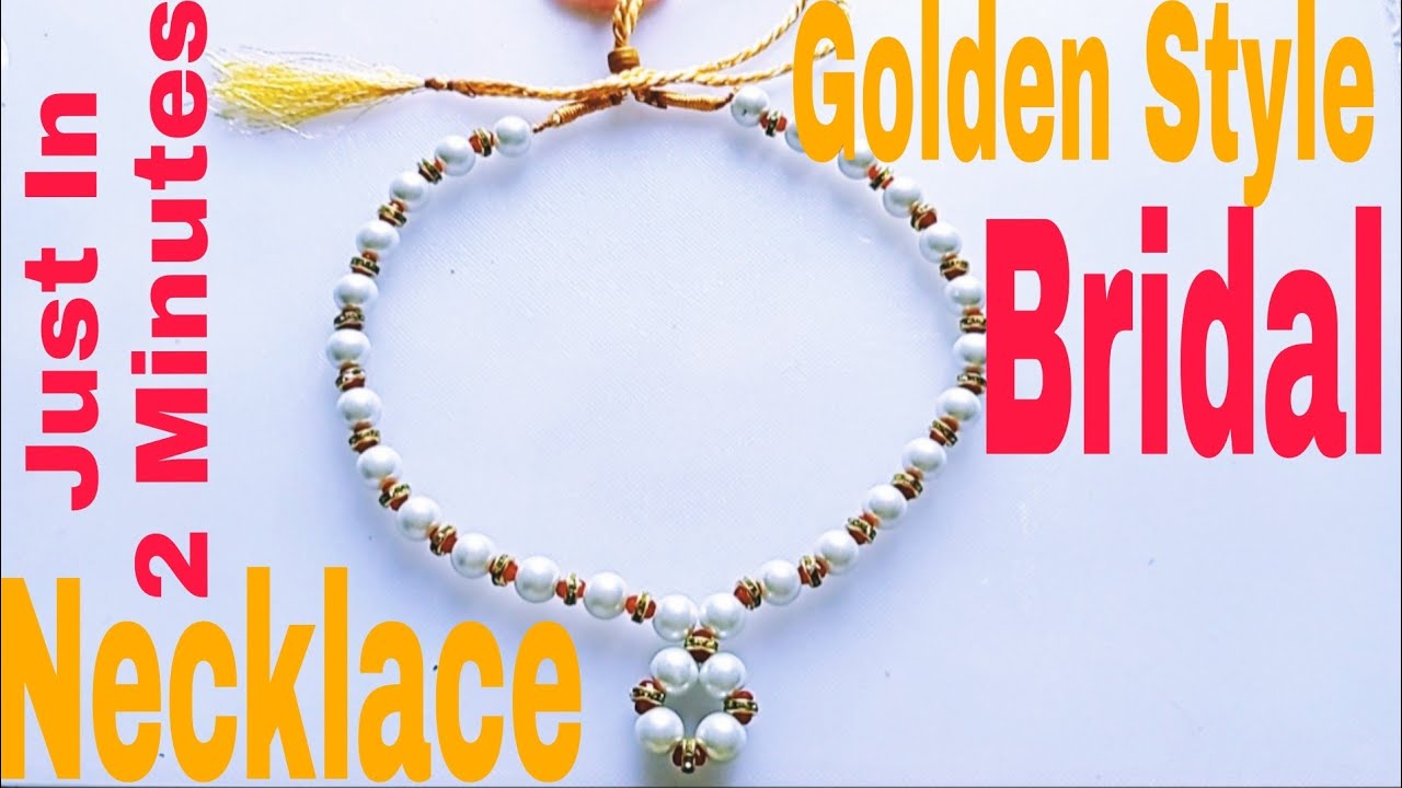 Bridal Necklace Golden Style Crystal Beads Home Made Necklace Bridal