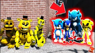 Can All GOLDEN Freddy Animatronics BEAT All SONIC the HEDGEHOG Army? (GTA 5 Mods FNAF RedHatter)