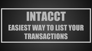 Sage Intacct  - Easily Find Transactions by Vendor