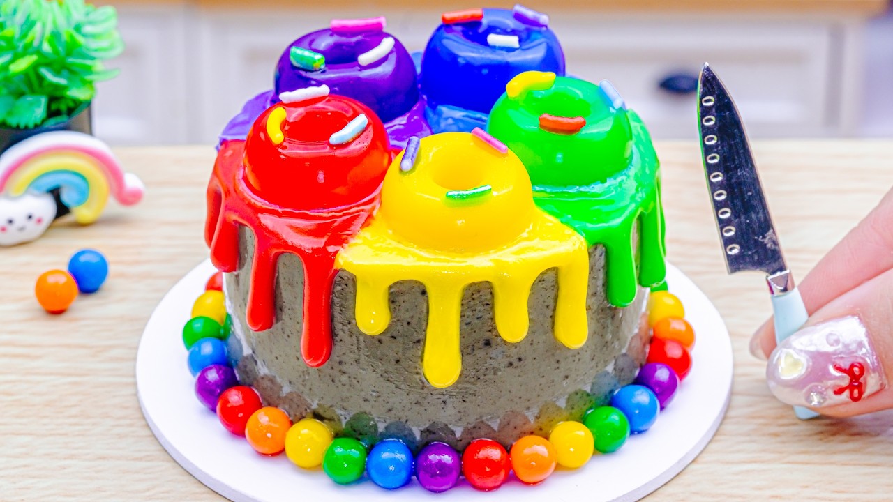 Mini Rainbow Cake Recipe With Chocolate OREO 🌈 Amazing Miniature ...