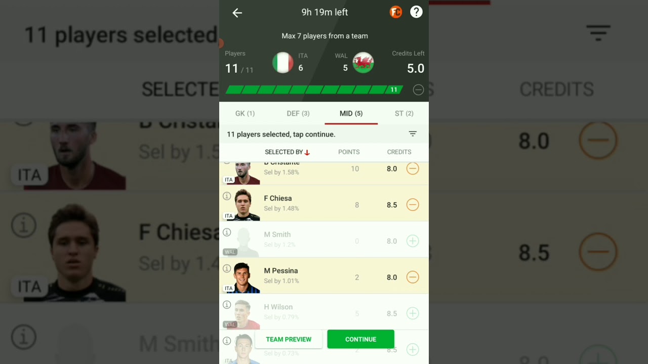 Dream 11 team Italy vs Wales Euro 2020 Matchday 3 Fantasy football team league