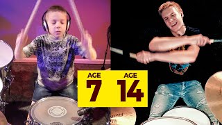 Drum Progress of One of the Most Difficult Songs (age 7 & 14)