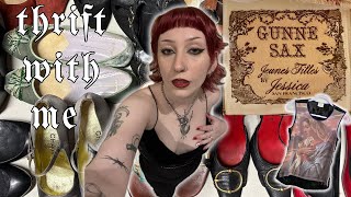 Come Thrift with Me !! huge try on haul with vintage designer and GUNNE SAX !!!