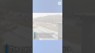 See deadly plane crash debris on the median of Interstate 195