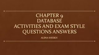 ACTIVITY 9.3 ANSWERS CHAPTER 9 DATABASE