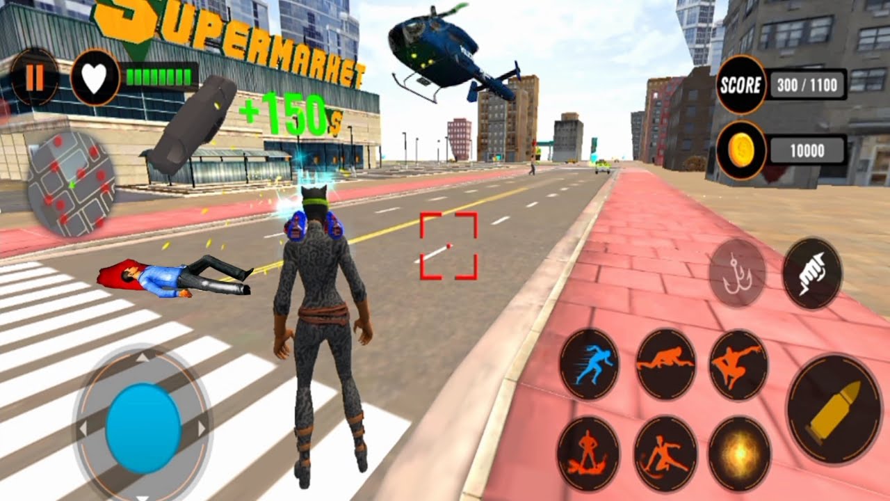 Flying Cat Destroy Car - Flying Rope Cat Superhero Game - Android Gameplay