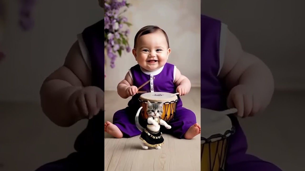 Baby Kid Beating hand drums 