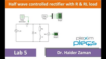 Half wave controlled Rectifier R & RL load using Plecs | Lab 5 | Power electronics
