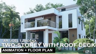 MODERN HOUSE DESIGN TWO-STOREY RESIDENTIAL WITH ROOF DECK