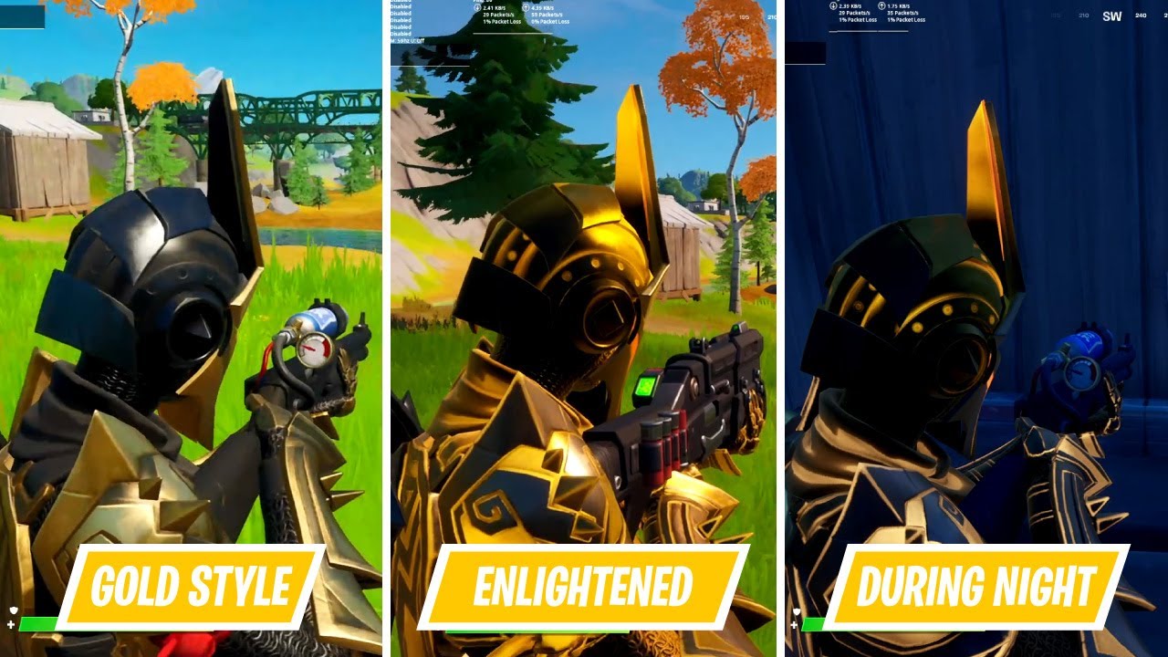 Gameplay - Gold Eternal Knight vs Enlightened Gold Eternal Knight in Fortnite  Chapter 2 Season 3