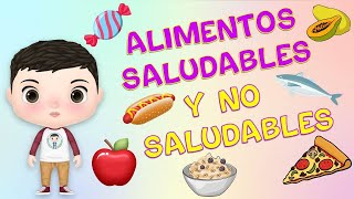 ALIMENTOS SALUDABLES 🍎 y ALIMENTOS NO SALUDABLES 🍔 para niños de preescolar y primaria.