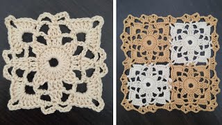 Tutorial taplak meja rajut dengan pola yang simple || granny square crochet || motif9