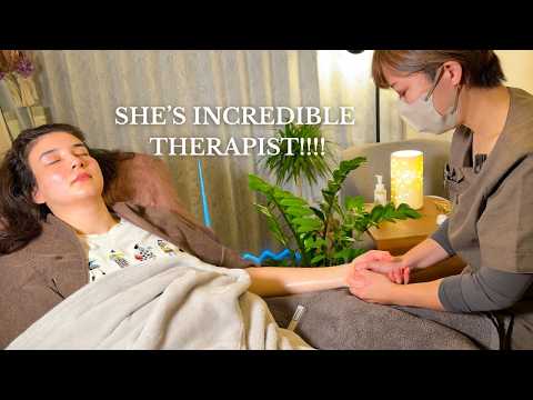 ASMR SHE MADE SNORE THE WHOLE TIME (DRY HEAD AND ARM MASSAGE WAS SOOO RELAXING)foot-bath was heaven