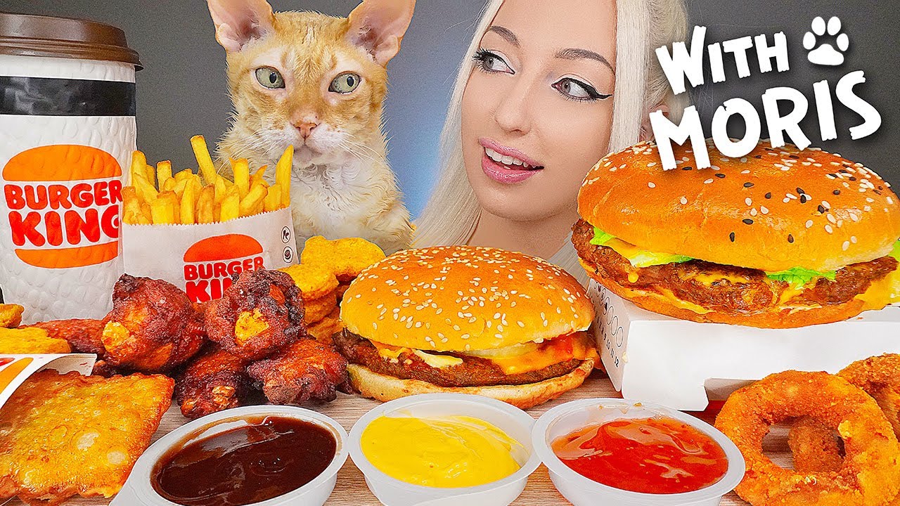 ASMR EATING BURGER KING WITH MORIS, FRIED CHICKEN, NUGGETS, WHOPPER, FRIES, MUKBANG, 버거킹 햄버거 먹방