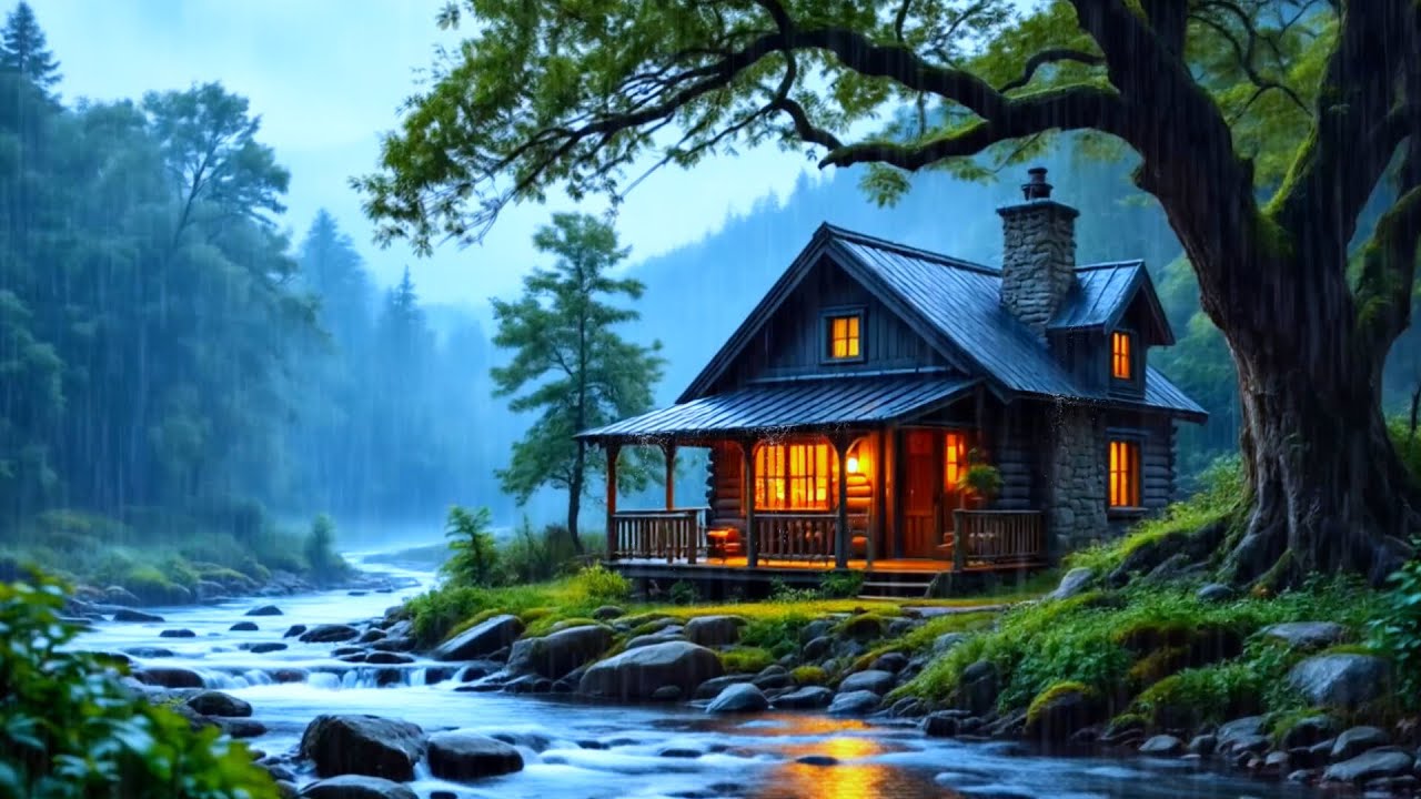CALMING RAIN AND FLOWING RIVER SOUNDS FOR RELAXATION MEDITATION PEACE AND BETTER SLEEP #02