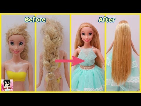 Biến hóa búp bê #5 Công chúa Tóc mây từ xấu thành đẹp- làm mượt tóc và thay đồ búp bê / Ami DIY