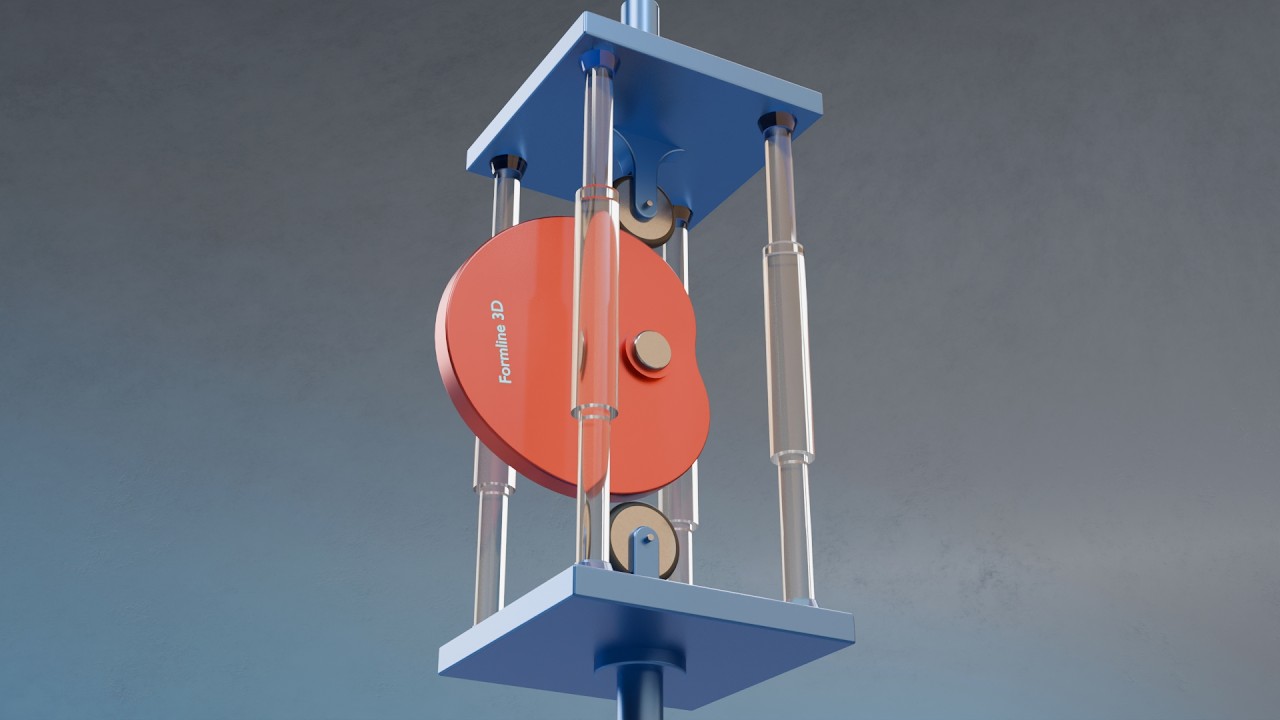 #117 Cam Between Friction Rollers Valve Motion – 507 Mechanical Movements 3D Animation