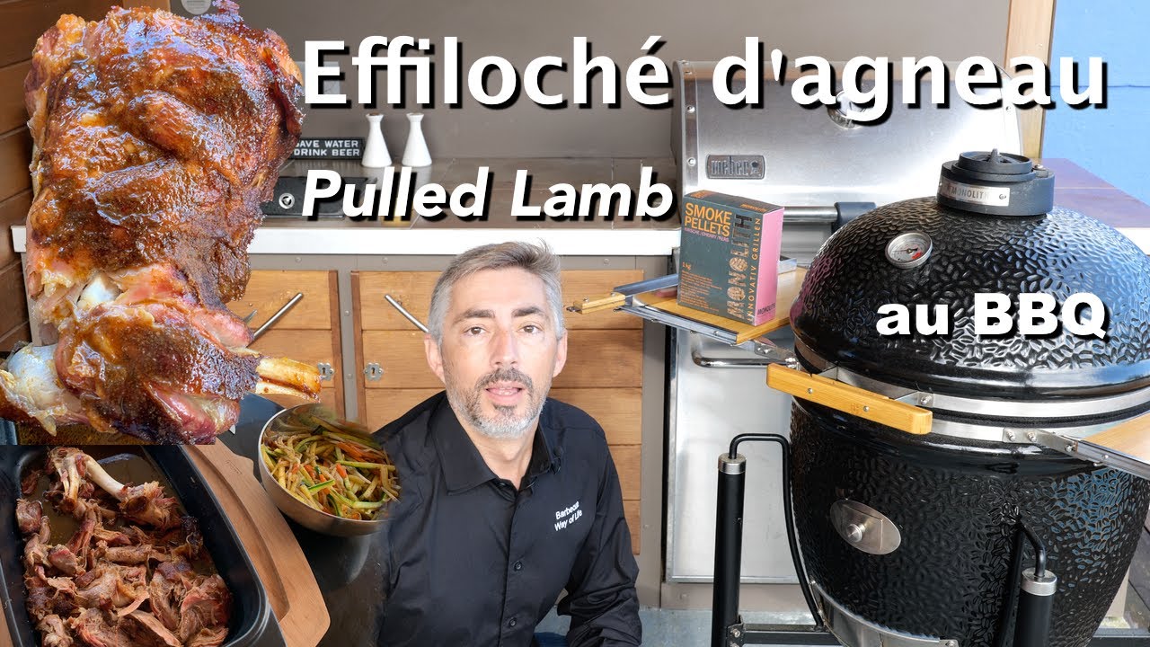 Effiloché d'agneau au BBQ  (Pulled lamb shoulder) Kamado Monolith Classic