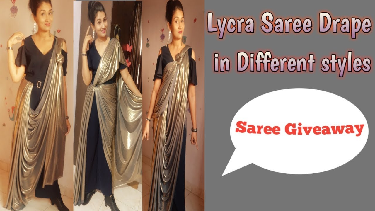How to wear Stylish Lycra saree /Lycra saree Drape over jumpsuit/Palazzo sari/priyanka yadav/partywr