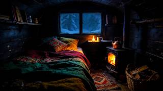 I’ve Never Slept This Deeply | Cozy Winter Camper, Fireplace & Blizzard Outside screenshot 4