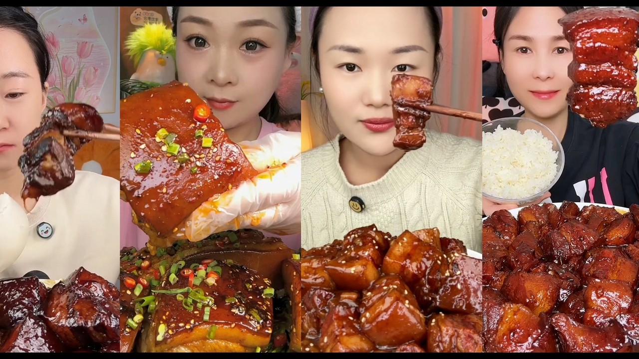 ASMR Chinese Mukbang Eating Delicious Braised Pork Belly五花肉吃播［Eating Sounds］#3