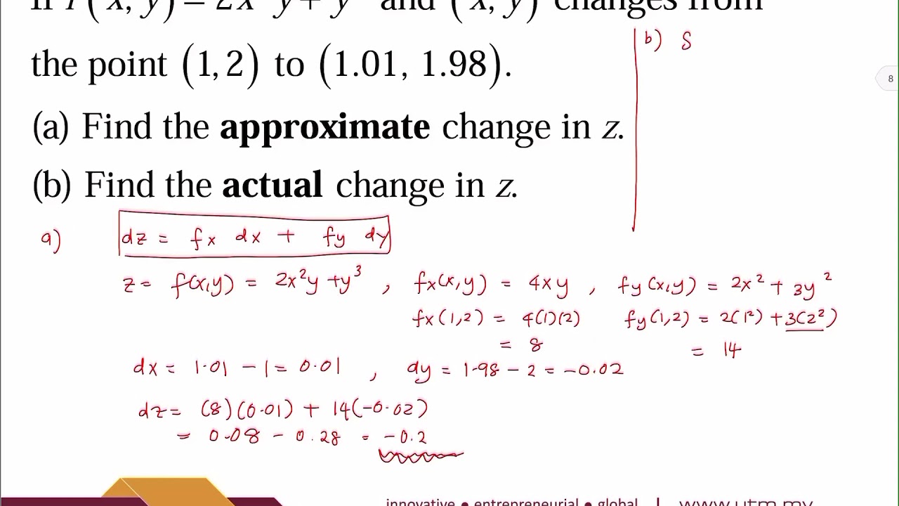 Part 9 Partial Derivatives: Increments and Differentials - Example 1 ...