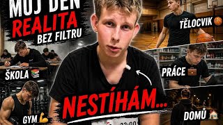 Můj den 🏫➡️🏋️‍♂️ škola, gym, práce (realita bez filtru)