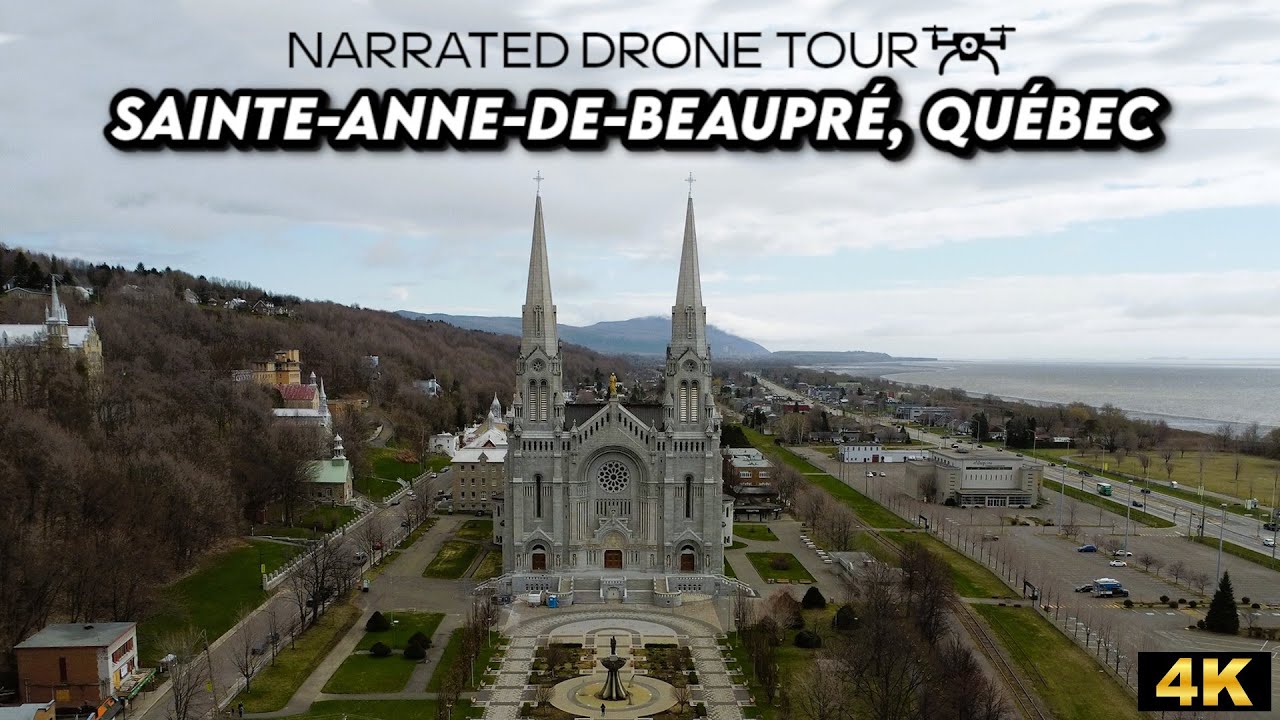 🏞️🚁 Breathtaking Aerial Views of Sainte-Anne-de-Beaupré, Québec: Discover This Scenic Gem in 4K! 🌟✨