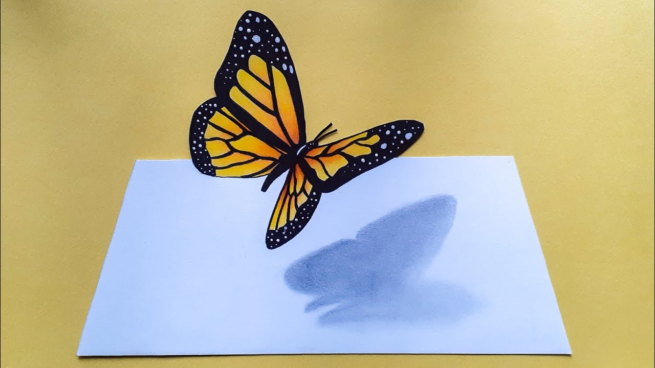 How to Draw 3D Butterfly in Simple Way Step by step 3D Art Drawing ||By-Chandan Mehta Arts