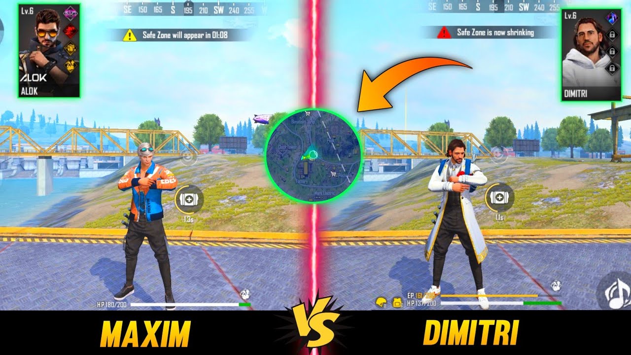 MAXIM VS DIMITRI IN ZONE TEST FREE FIRE - para SAMSUNG,A3,A5,A6,A7,J2,J5,J7,S5,S6,S7,S9,A10,A20,A30