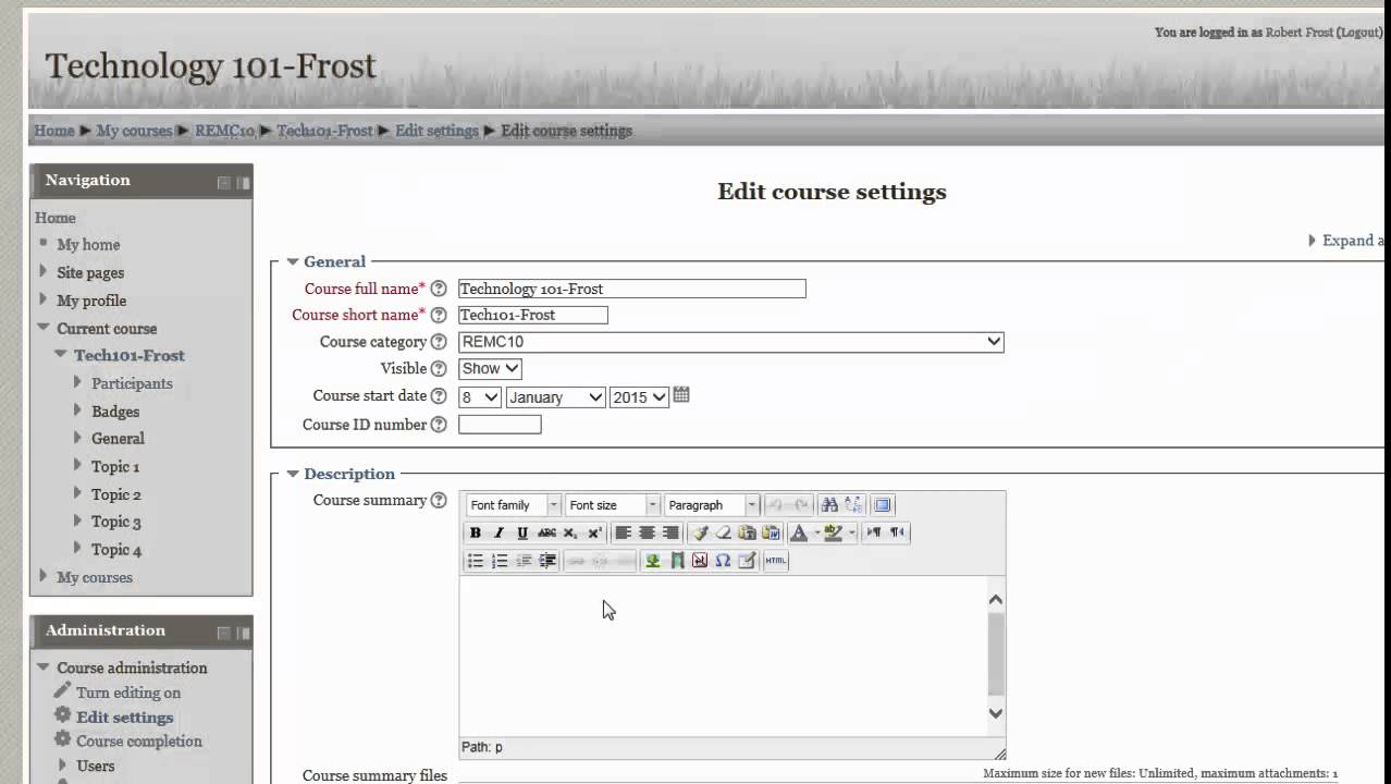Moodle 2.x Course Settings - YouTube
