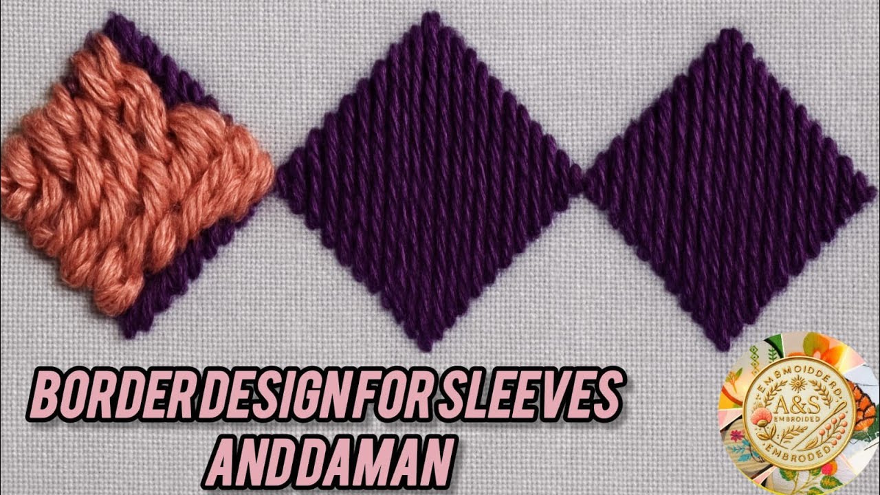 Уникальные блестящие стежки | День 21 | Узор ромбовидной каймы для дамана и рукавов 