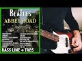 All abbey road songs in a single  bass line play along tabs