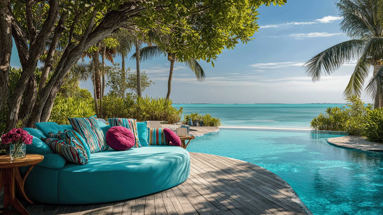 Ocean View Lounge | Smooth Jazz Piano Background Music for Calm Relaxation Summer Garden