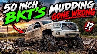 MUDDING my 50 Inch BKT’s On my Squatted truck *GONE WRONG*