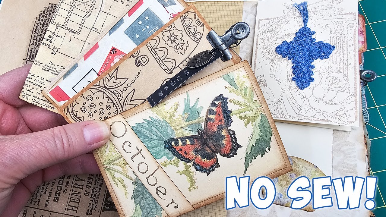 No Sew Journal small | put in a Junk Journal Pocket (beginners) - YouTube