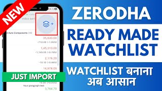 Zerodha New Feature - Ready To Use Watchlist