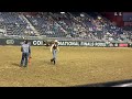 The University of Wyoming's Josie Mousel had a 5.8-second run to win the first go-round of goat