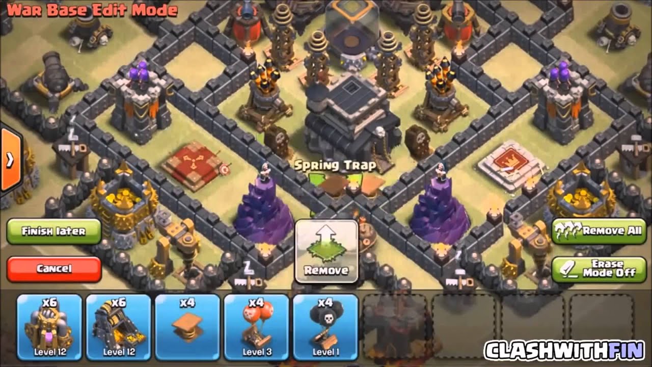 Clash of clans 2 Air sweepers best TH9 War base YouTube